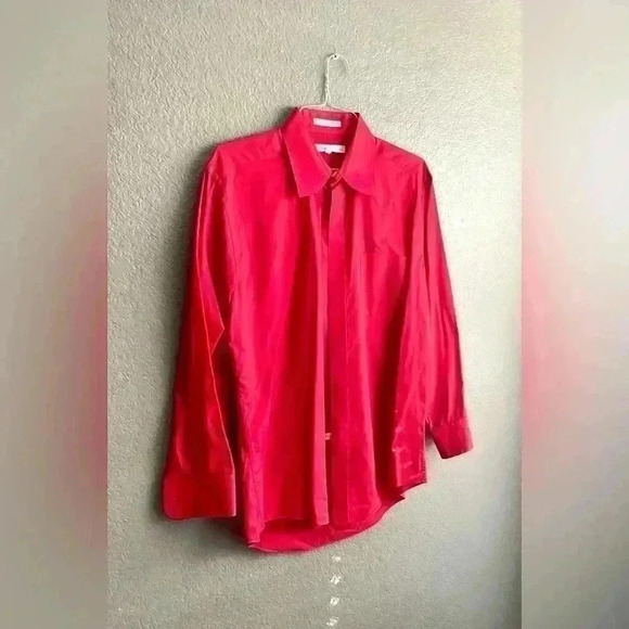 Damante Dress Shirt Red Collar Vintage Size L 16 Mens - Picture 2 of 6